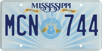 MS license plate MCN744
