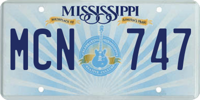 MS license plate MCN747