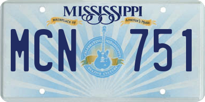 MS license plate MCN751