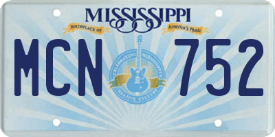 MS license plate MCN752