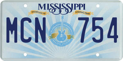 MS license plate MCN754