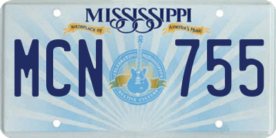 MS license plate MCN755