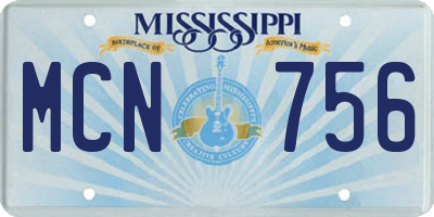 MS license plate MCN756