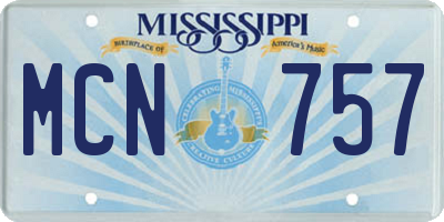 MS license plate MCN757