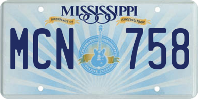 MS license plate MCN758