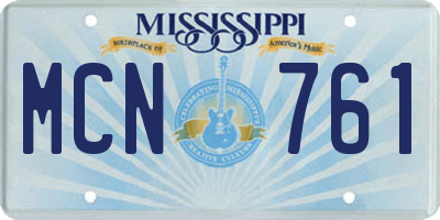 MS license plate MCN761