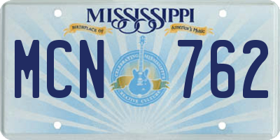 MS license plate MCN762