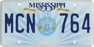 MS license plate MCN764