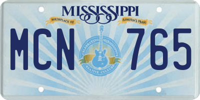 MS license plate MCN765