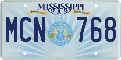 MS license plate MCN768