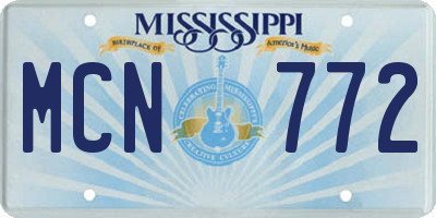 MS license plate MCN772