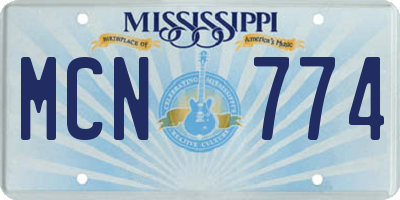 MS license plate MCN774