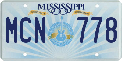 MS license plate MCN778