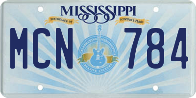 MS license plate MCN784