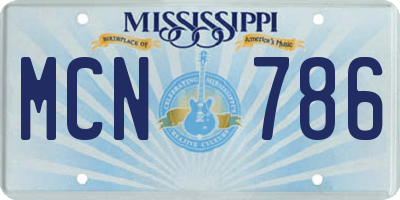 MS license plate MCN786
