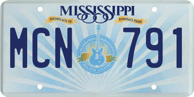 MS license plate MCN791