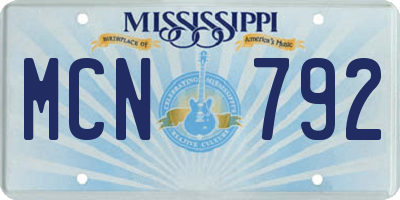 MS license plate MCN792