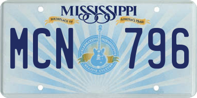 MS license plate MCN796
