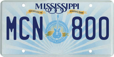 MS license plate MCN800