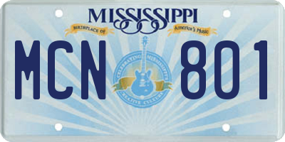 MS license plate MCN801