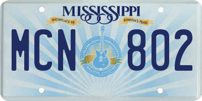 MS license plate MCN802