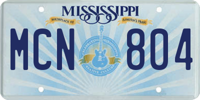MS license plate MCN804