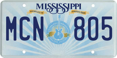 MS license plate MCN805