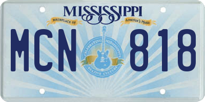 MS license plate MCN818