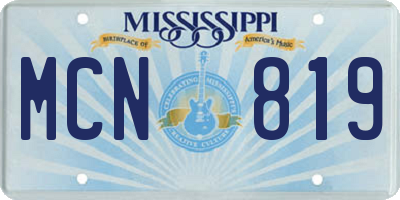MS license plate MCN819
