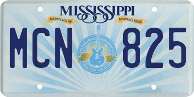MS license plate MCN825