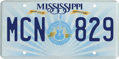 MS license plate MCN829