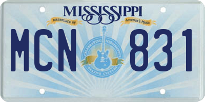 MS license plate MCN831