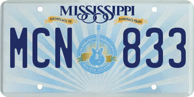 MS license plate MCN833