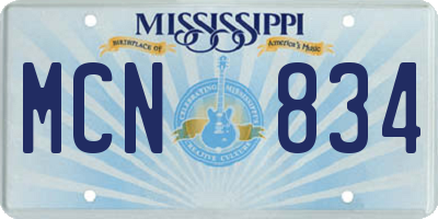 MS license plate MCN834