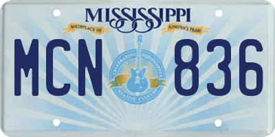 MS license plate MCN836