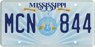 MS license plate MCN844