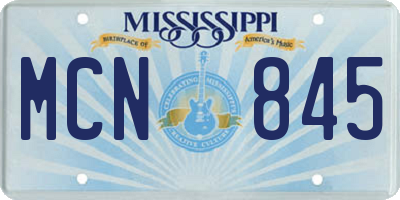 MS license plate MCN845