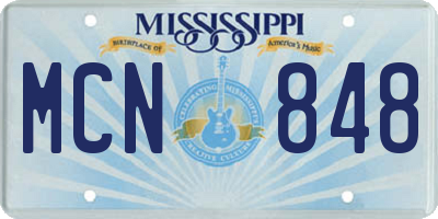 MS license plate MCN848