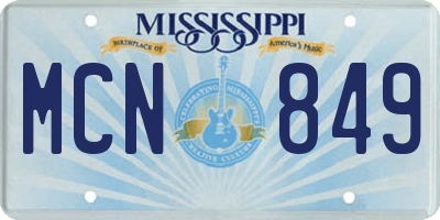 MS license plate MCN849