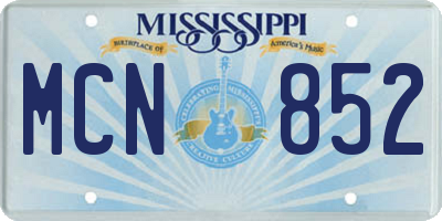 MS license plate MCN852