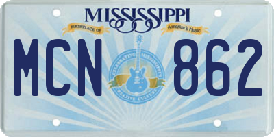 MS license plate MCN862