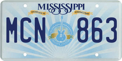 MS license plate MCN863