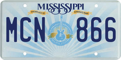 MS license plate MCN866