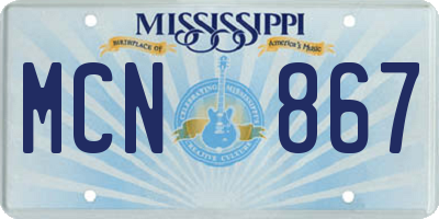 MS license plate MCN867