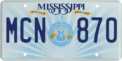 MS license plate MCN870