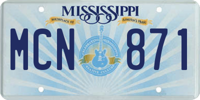 MS license plate MCN871
