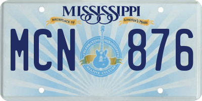 MS license plate MCN876