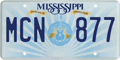MS license plate MCN877