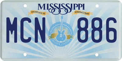 MS license plate MCN886