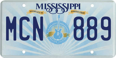 MS license plate MCN889